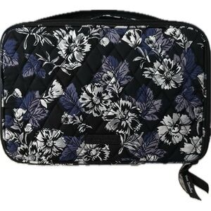Vera Bradley Black and Blue Frosted Floral Blush & Brush Cosmetic Bag